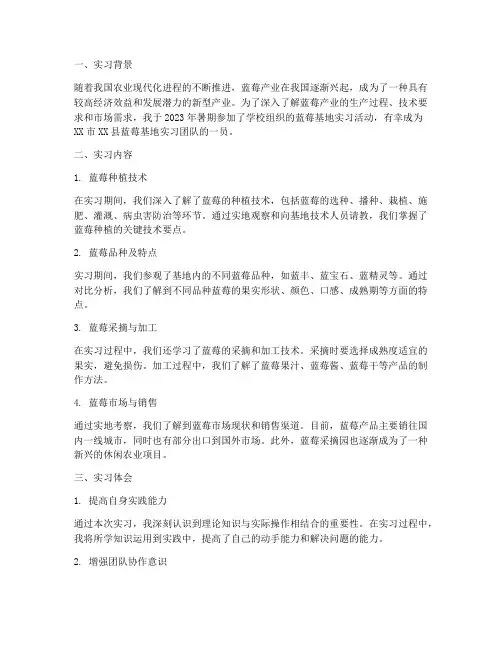 蓝莓基地实习报告