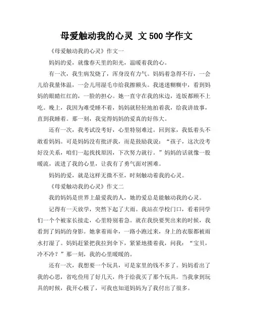 母爱触动我的心灵 文500字作文
