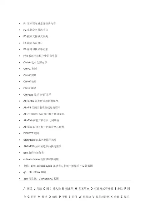 电脑常用快捷键