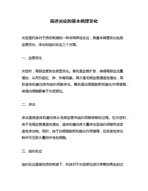 简述炎症的基本病理变化