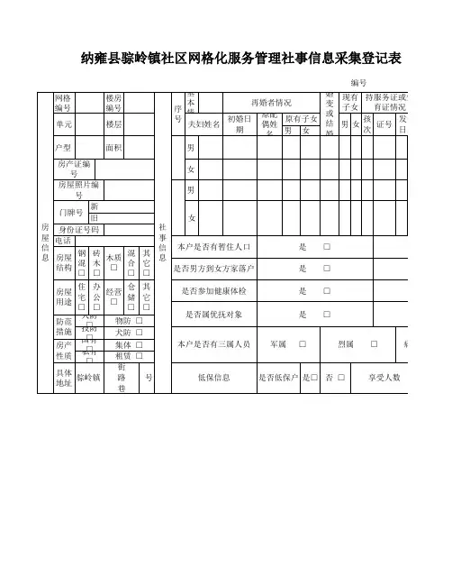 社区网格化管理信息采集表