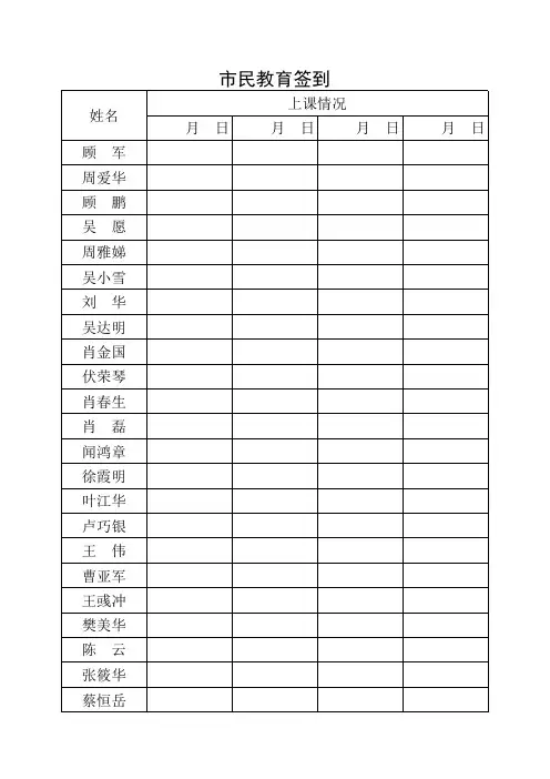 科普讲座签到表