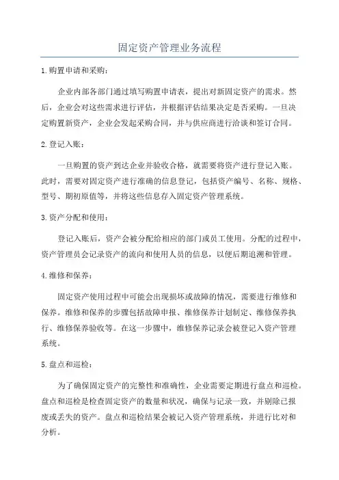 固定资产管理业务流程