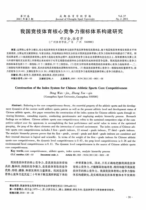 我国竞技体育核心竞争力指标体系构建研究