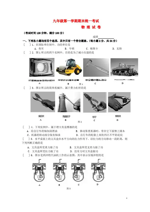 北京市朝阳区九年级物理第一学期期末统一考试试题