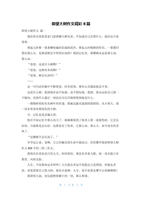 仰望大树作文精彩6篇