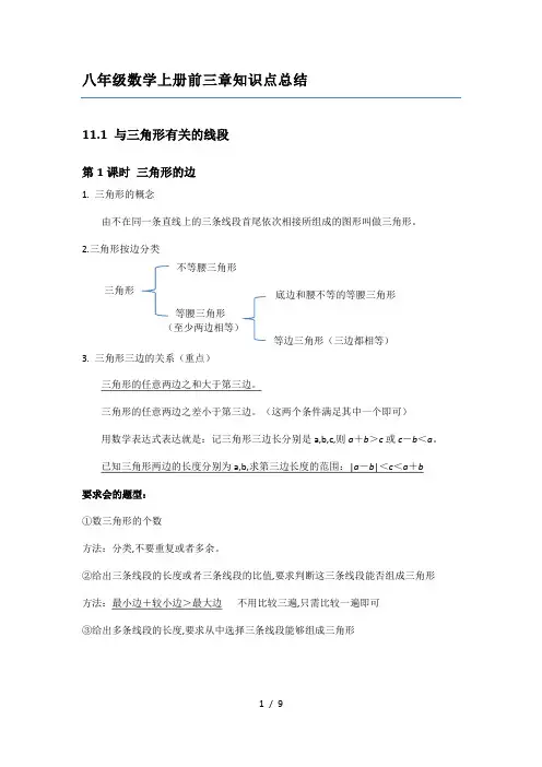 八年级数学上册前三章知识点总结