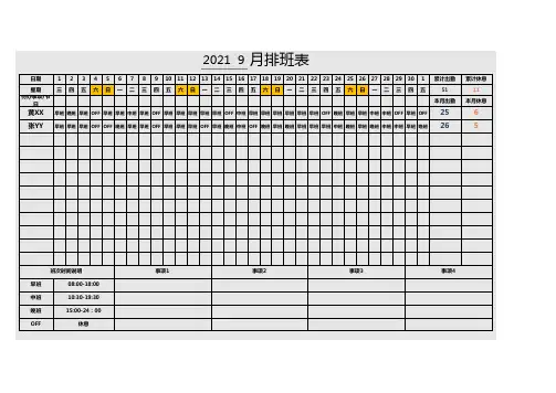 Excel模板 -智能排班表
