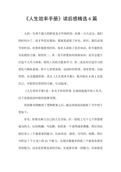 《人生效率手册》读后感精选6篇