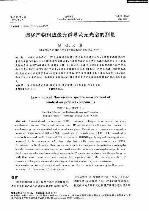 燃烧产物组成激光诱导荧光光谱的测量