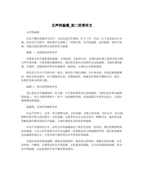 无声的温暖_初二优秀作文