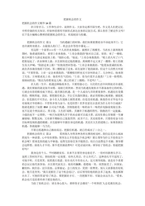 把握机会的作文