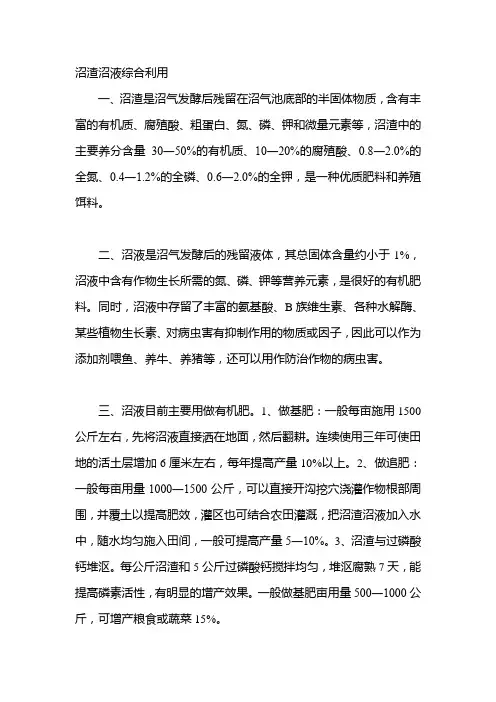 沼渣沼液综合利用
