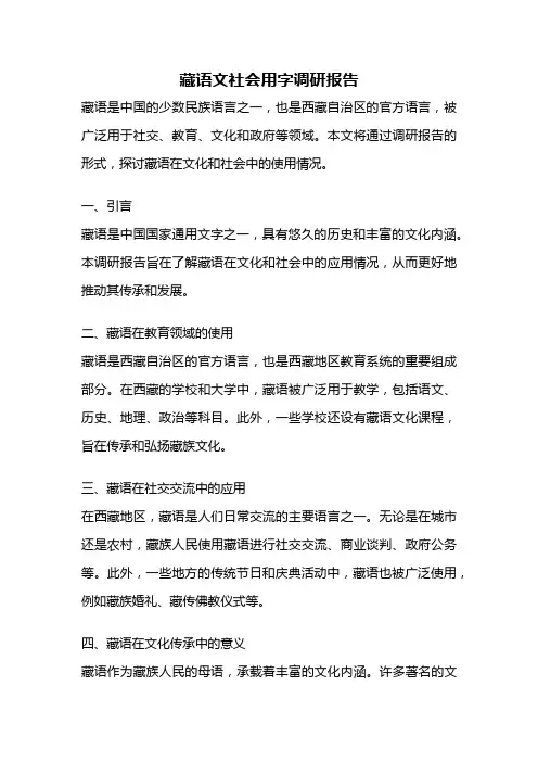 藏语文社会用字调研报告