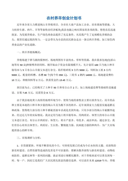 (创业计划)农村养羊创业计划书-2篇