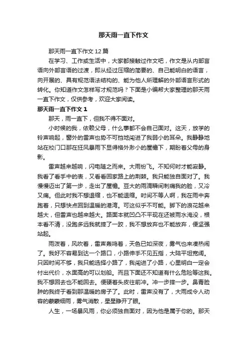 那天雨一直下作文