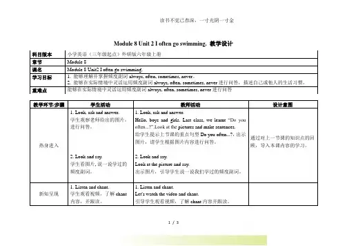 2024年-外研版英语六年级上册Module8Unit2Ioftengoswimming教案