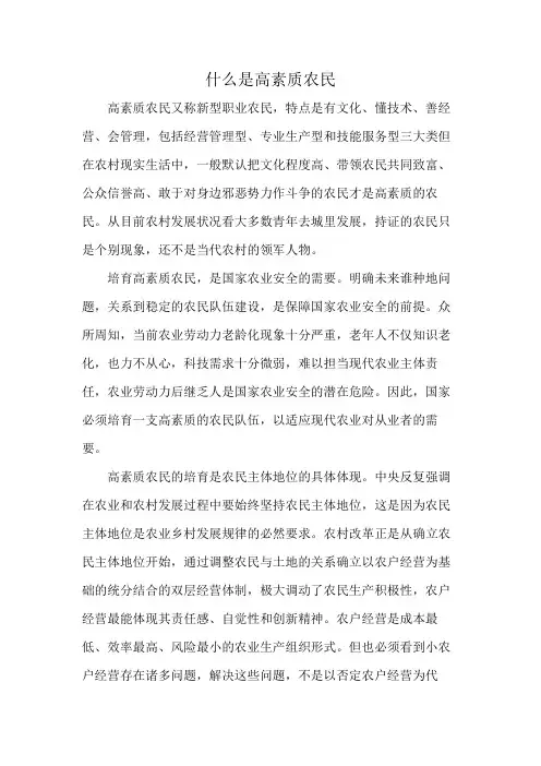 什么是高素质农民