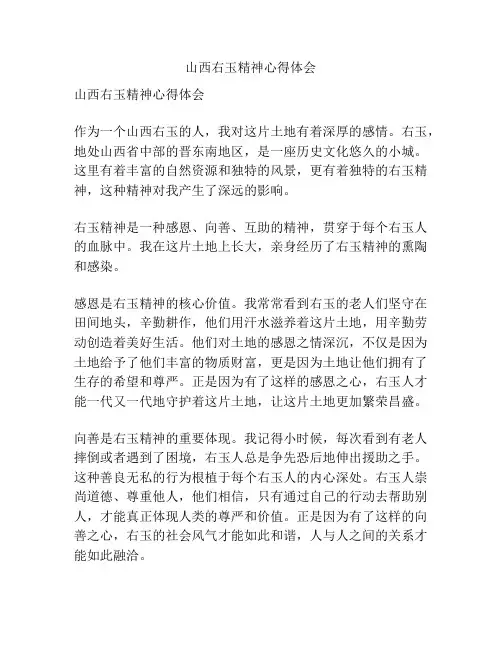 山西右玉精神心得体会
