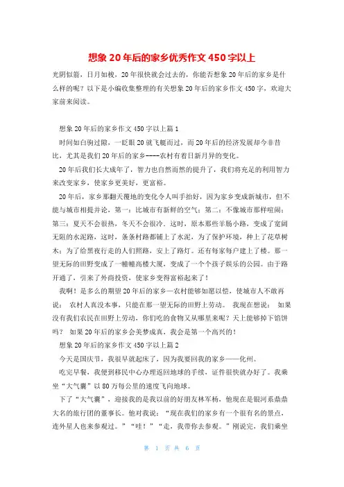 想象20年后的家乡优秀作文450字以上
