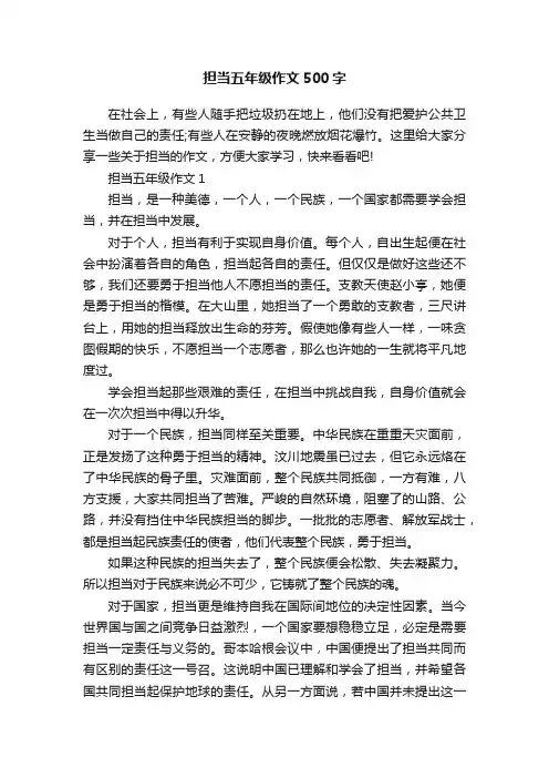担当五年级作文500字