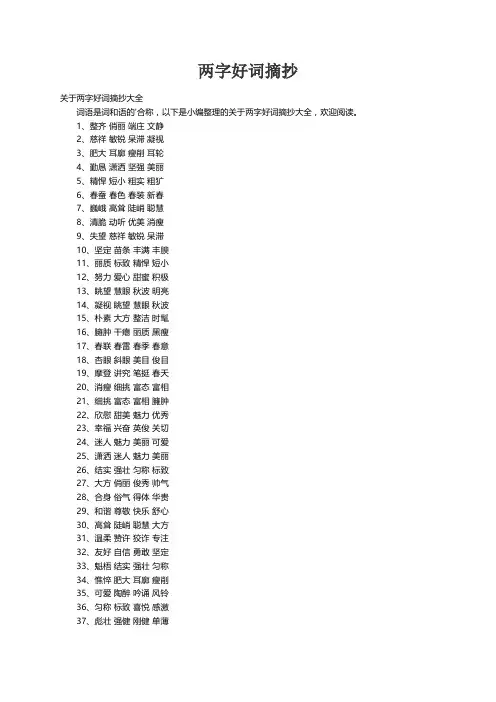 关于两字好词摘抄大全