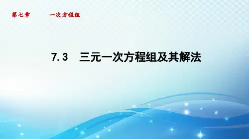 7.3 三元一次方程组及其解法 华东师大版七年级数学下册导学课件