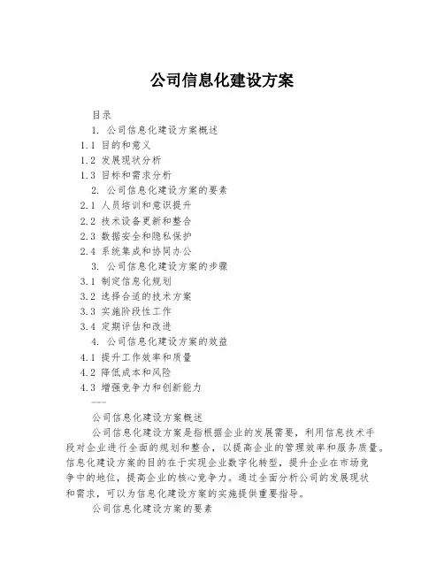 公司信息化建设方案