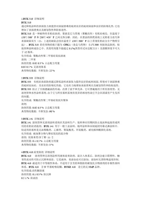 BYK助剂简介(只有几种)
