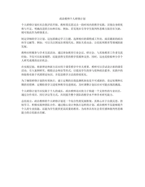 政冶教师个人研修计划