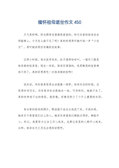 缅怀祖母逝世作文450