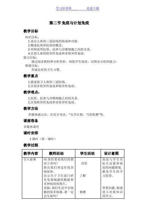 免疫与计划免疫教案