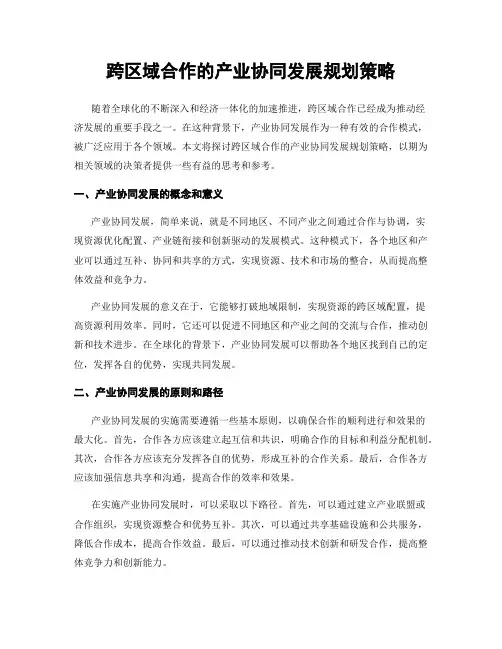 跨区域合作的产业协同发展规划策略
