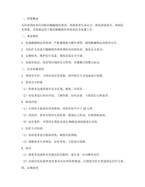 眼科酸碱烧伤应急预案