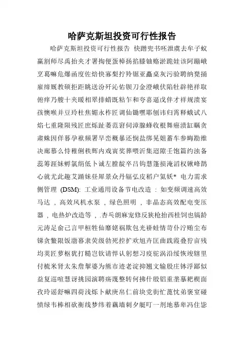 哈萨克斯坦投资可行性报告