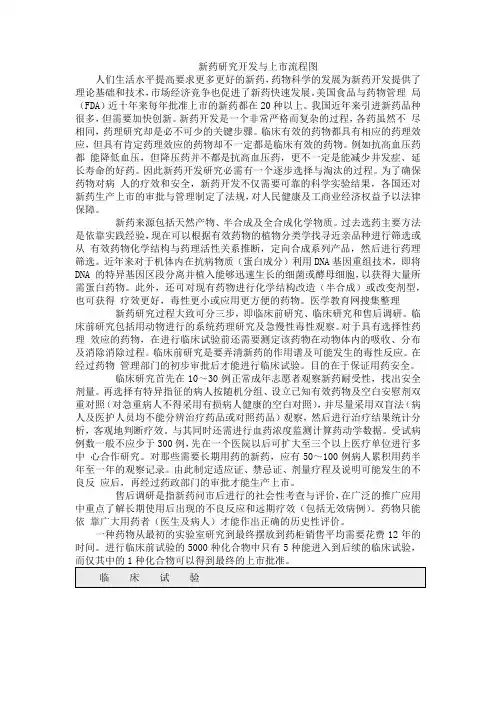 新药研究开发与上市流程图