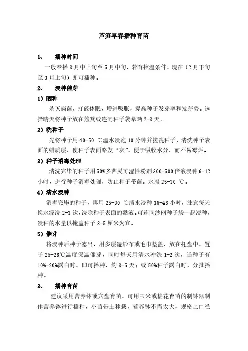 芦笋早春育苗