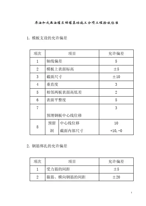原油和成品油罐区储罐基础施工分项工程验收标准