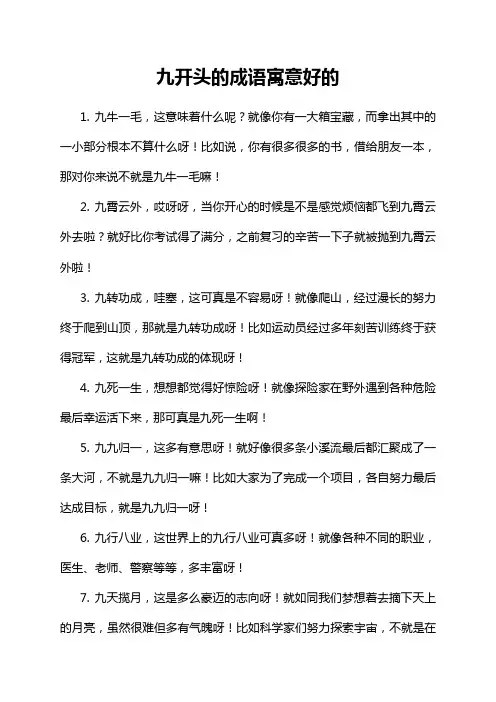 九开头的成语寓意好的