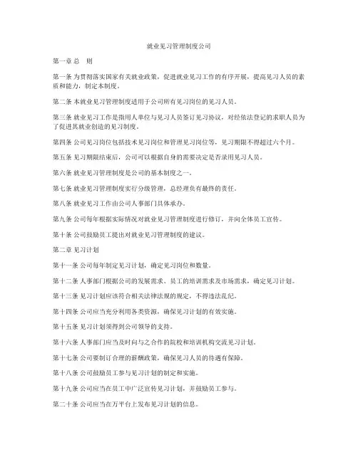 就业见习管理制度公司