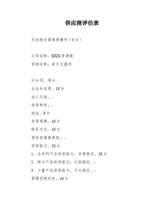 供应商评估表