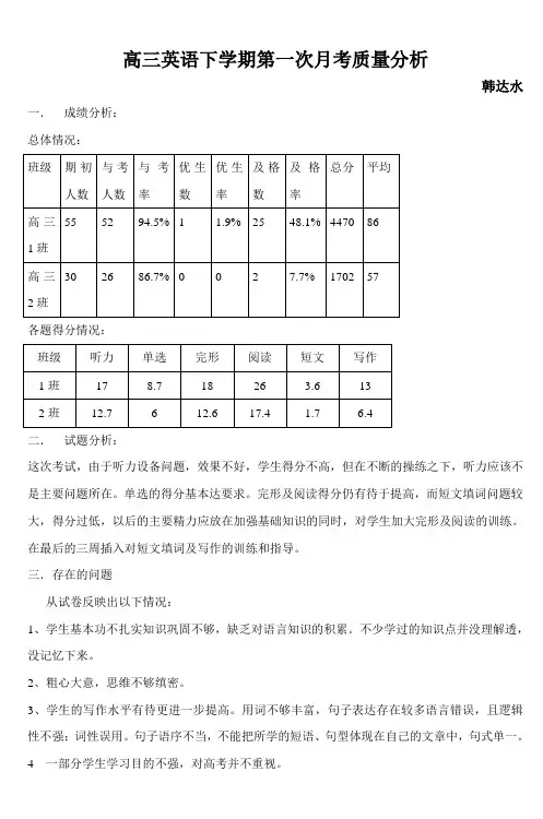 高三英语下学期第一次月考质量分析_7