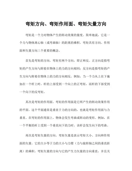 弯矩方向、弯矩作用面、弯矩矢量方向