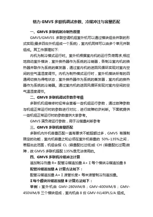 格力GMV5多联机调试参数、冷媒冲注与容量匹配