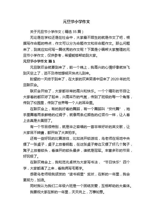关于元旦节小学作文（精选35篇）