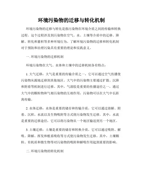 环境污染物的迁移与转化机制