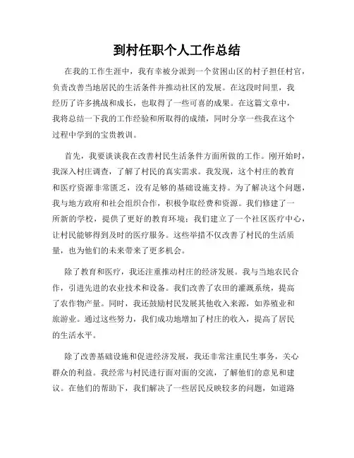 到村任职个人工作总结