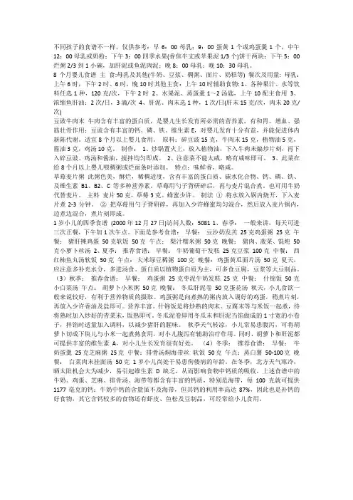 6-12个月宝宝食谱参考