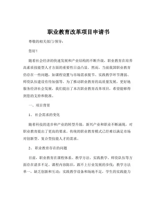 职业教育改革项目申请书
