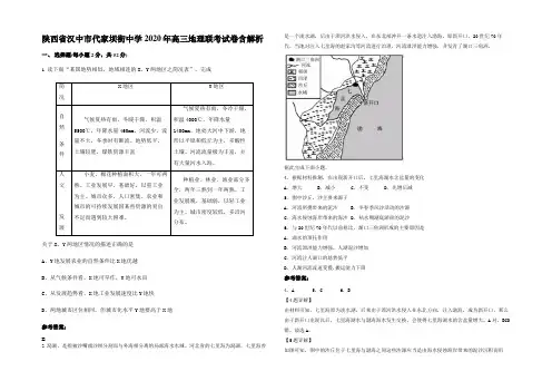 陕西省汉中市代家坝街中学2020年高三地理联考试卷含解析